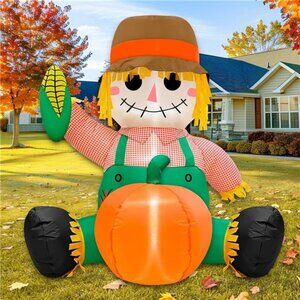 4FT Fall Inflatables Scarecrow Outdoor Decorations, Blow Up Fall